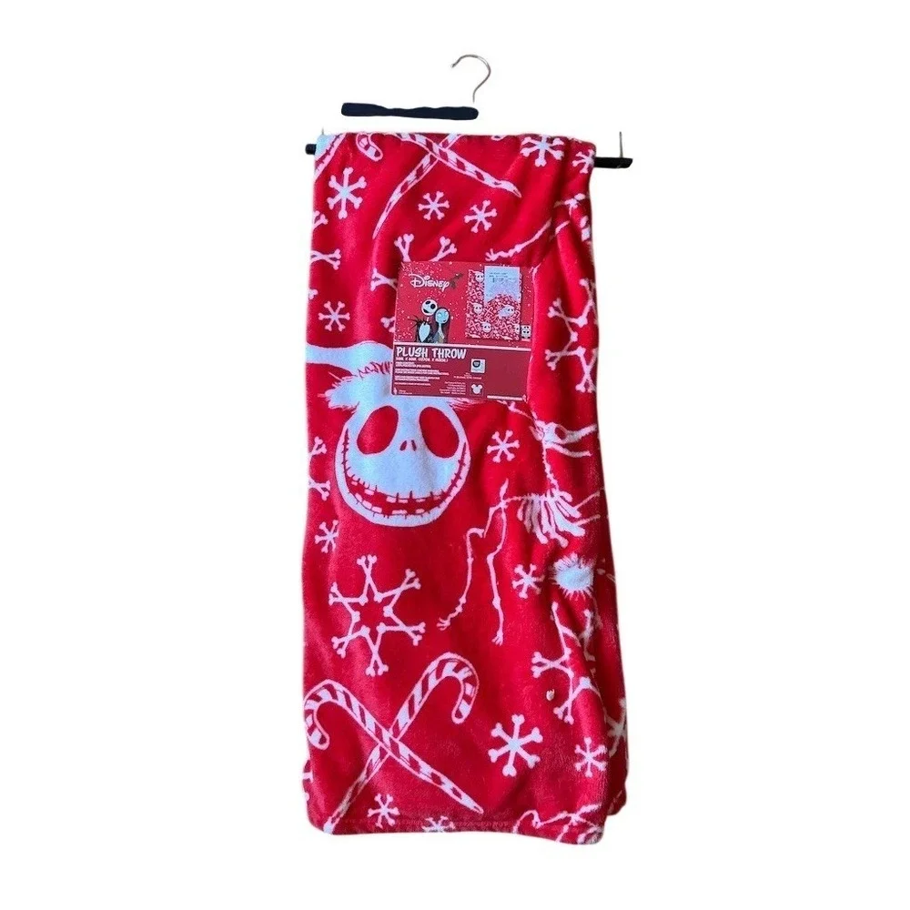 Disney Nightmare Before Christmas Throw Blanket Skellington Red 50x60 Halloween